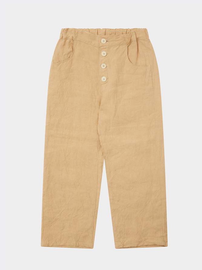 Caramel Kids Linen Erodium Woven Trousers Beige 12y Nwt